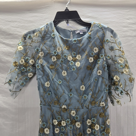 Baltic Born Women’s Size XS Blue Floral Arabella Embroidered Tulle Maxi Dress - Picture 5 of 6